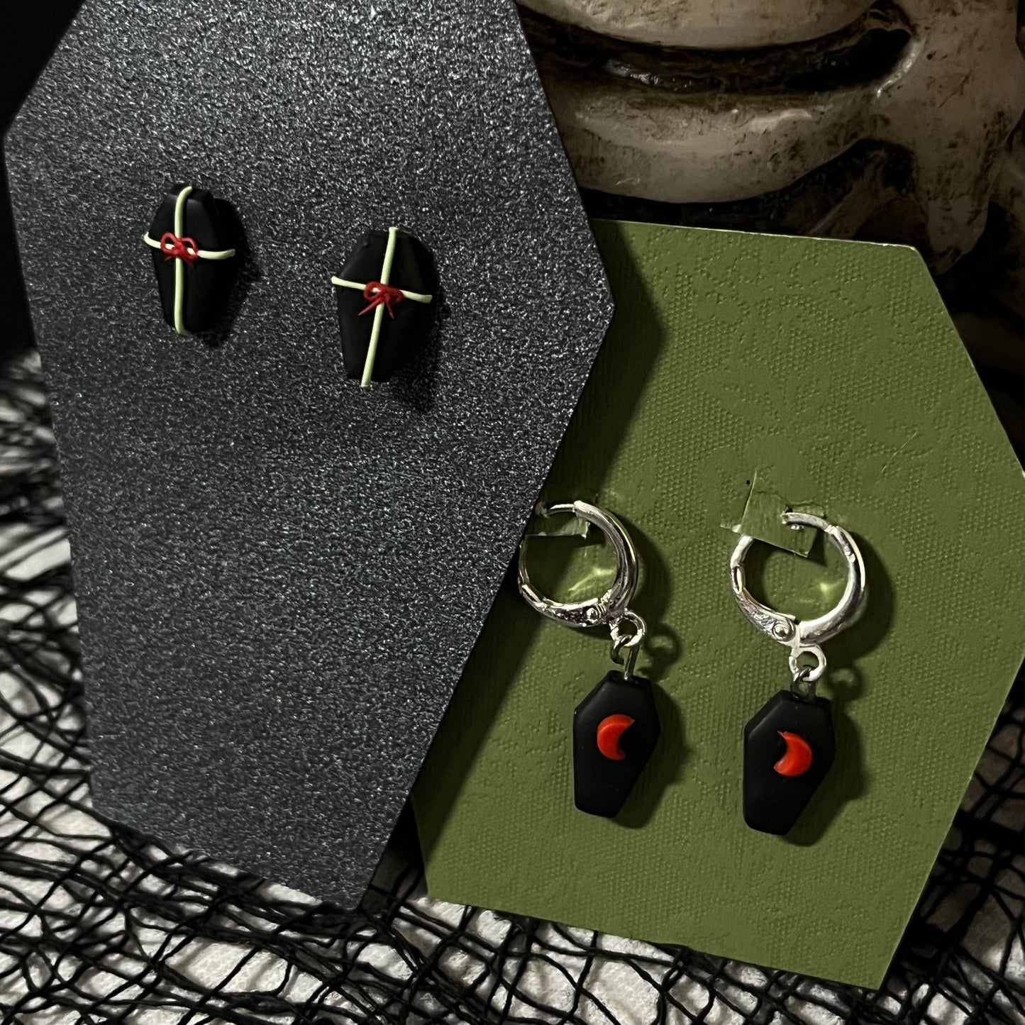 Moon Coffin Clay Earrings