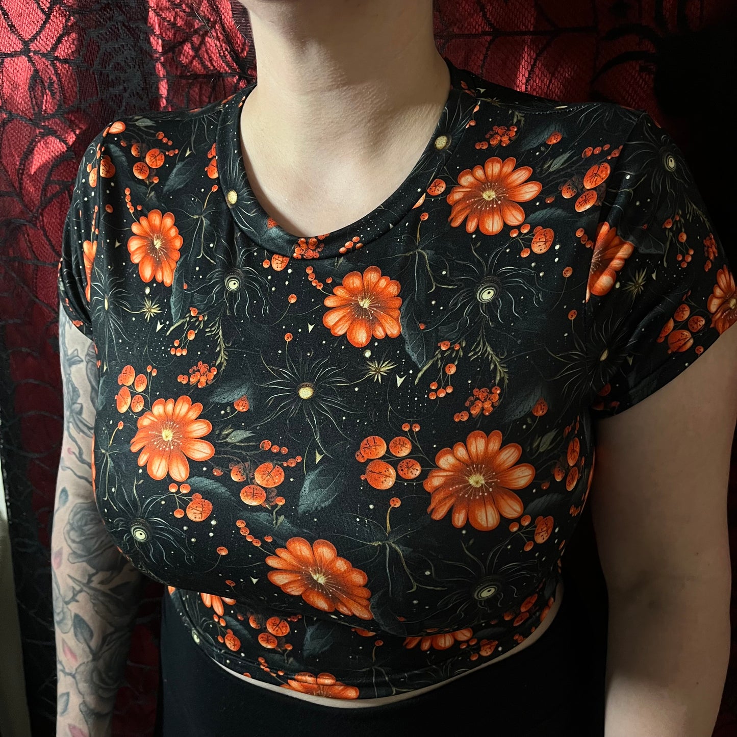 Dead Eye Floral Handmade Crop Tee