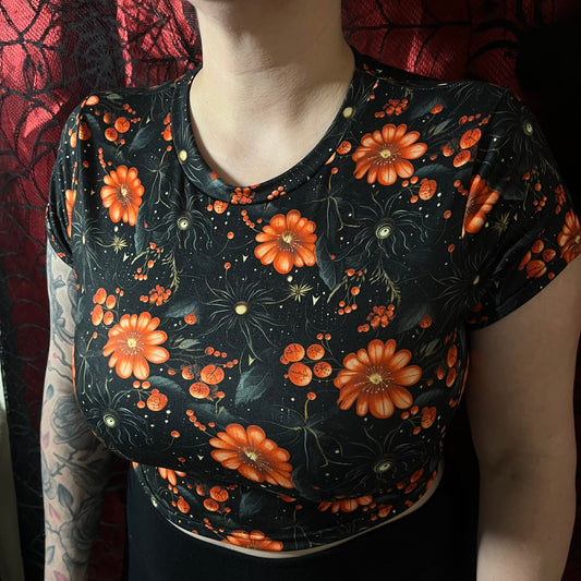 Dead Eye Floral Handmade Crop Tee